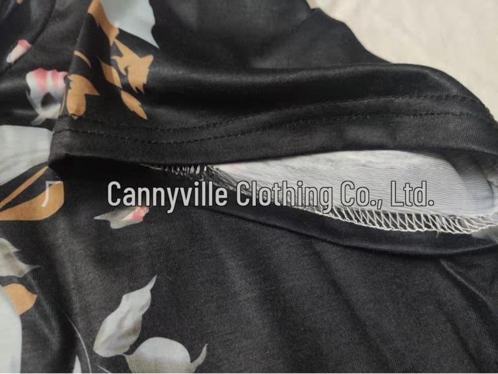 Women Summer Casual Floral Print Short Sleeve Henry Shirt