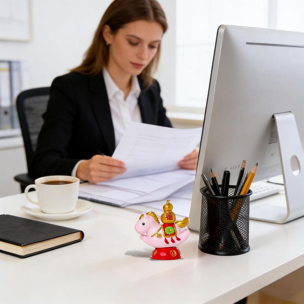 Year Of The Horse Figurine Rotatable Resin Decor for Wealth 2026 Chinese New Year Sculpture for Home Office Store School