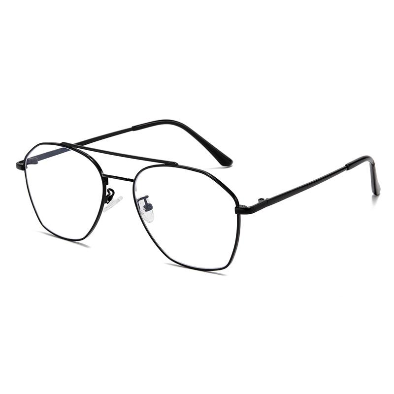 0 -0.5 -0.75 To -6.0 Double Beam Polygon Blue Light Blocking Myopia Glasses Metal Prescription Eyewear