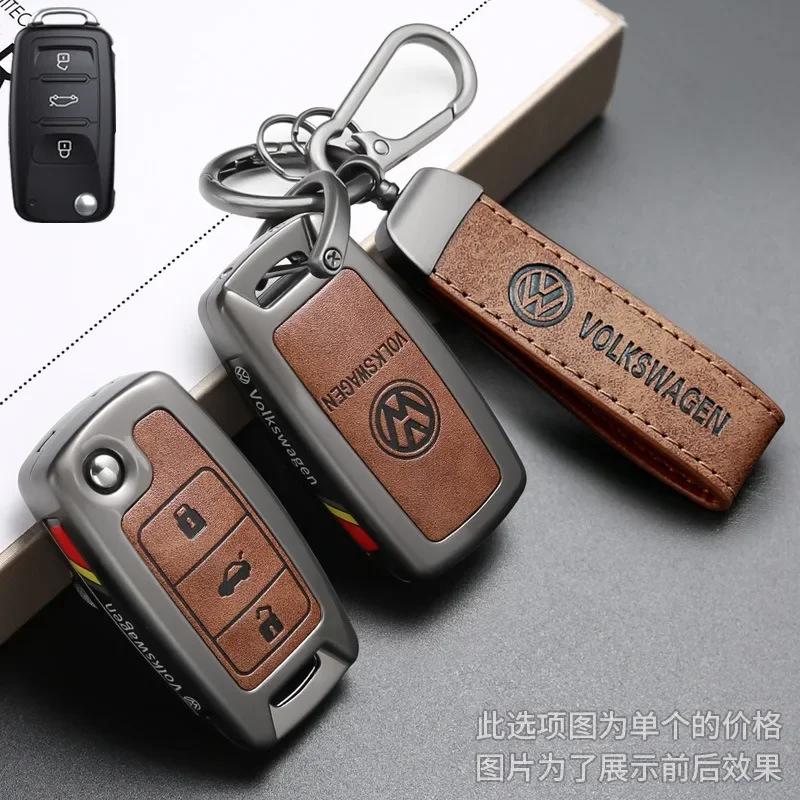 2025 Hot Leather Alloy Car Remote Key Case Cover for Volkswagen Polo Golf Passat Tiguan Beetle Caddy T5 Up Skoda Octavia Seat Le