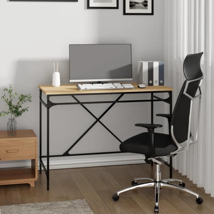 VidaXL Bureau chêne sonoma 100x50x75 cm bois d'ingénierie et fer 826720