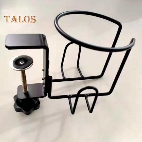 Desk Cup Holder Anti-Spill Clip-On Table Drink Holder Sturdy Clamp for Lawn Chair Stainless Steel Horizontal/Vertical Mount