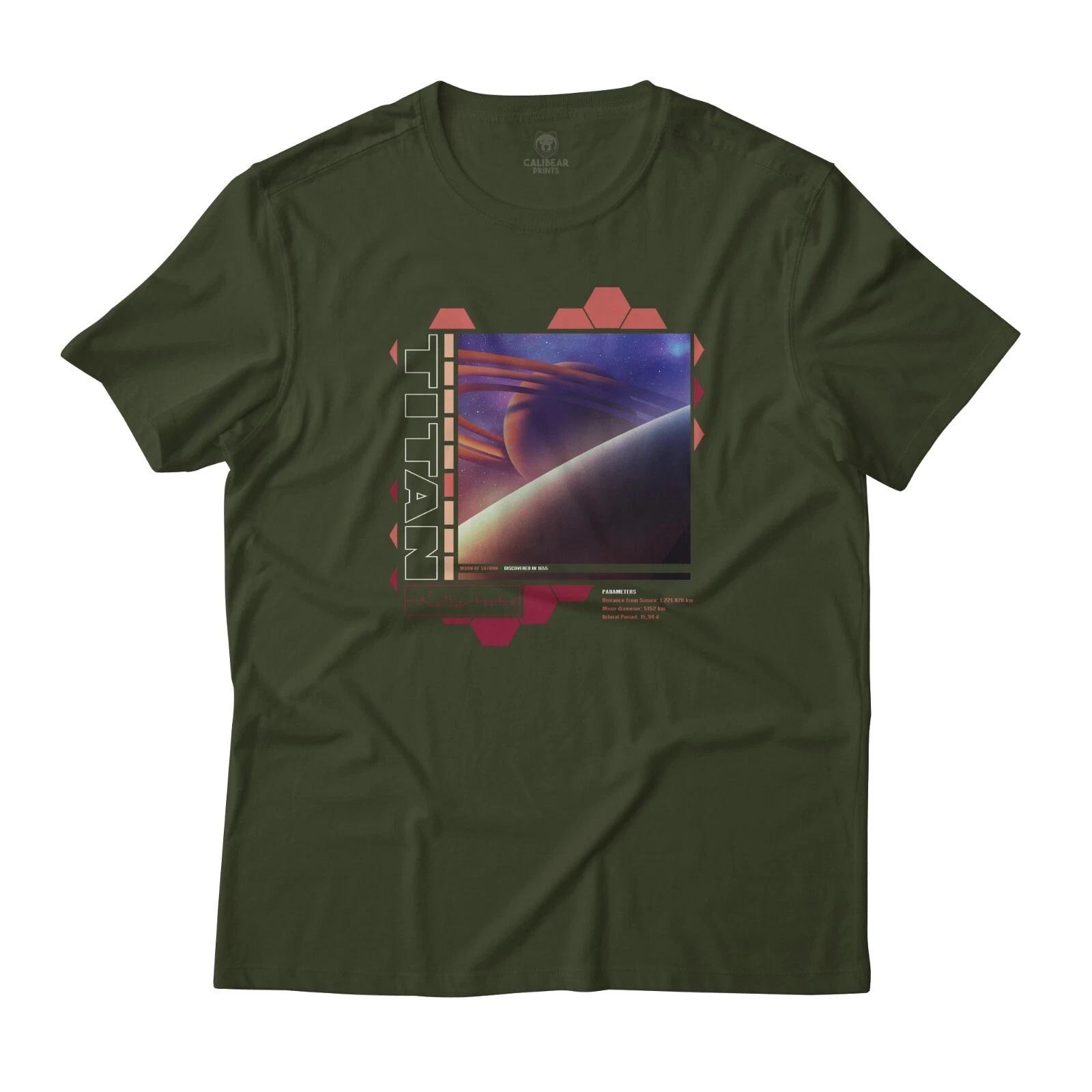 Titan Saturn s Largest Moon Art Aesthetic Graphic T-T-Shirt Lightweight Cotton 2XL