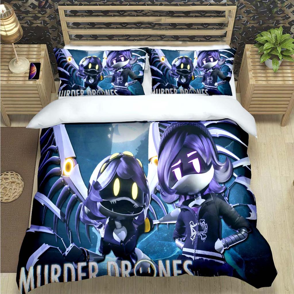 Comforter Fashion Cartoon Murder Drone Print Bedding Set Comforter Bed Youth Kids Girl Boys Luxury Birthday Gift