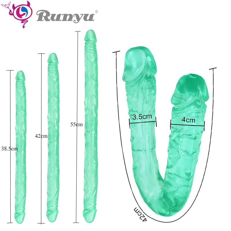 Dildo dublu RUNYU Dildo realiste Penis Lesbian Plug anal vaginal Penis fals flexibil pentru femei Dildo Jucării sexuale