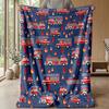 Fire Truck Pattern Theme blanket Lightweight Warm Flannel Blanket Decorative Throw Blanket for Home Decoration