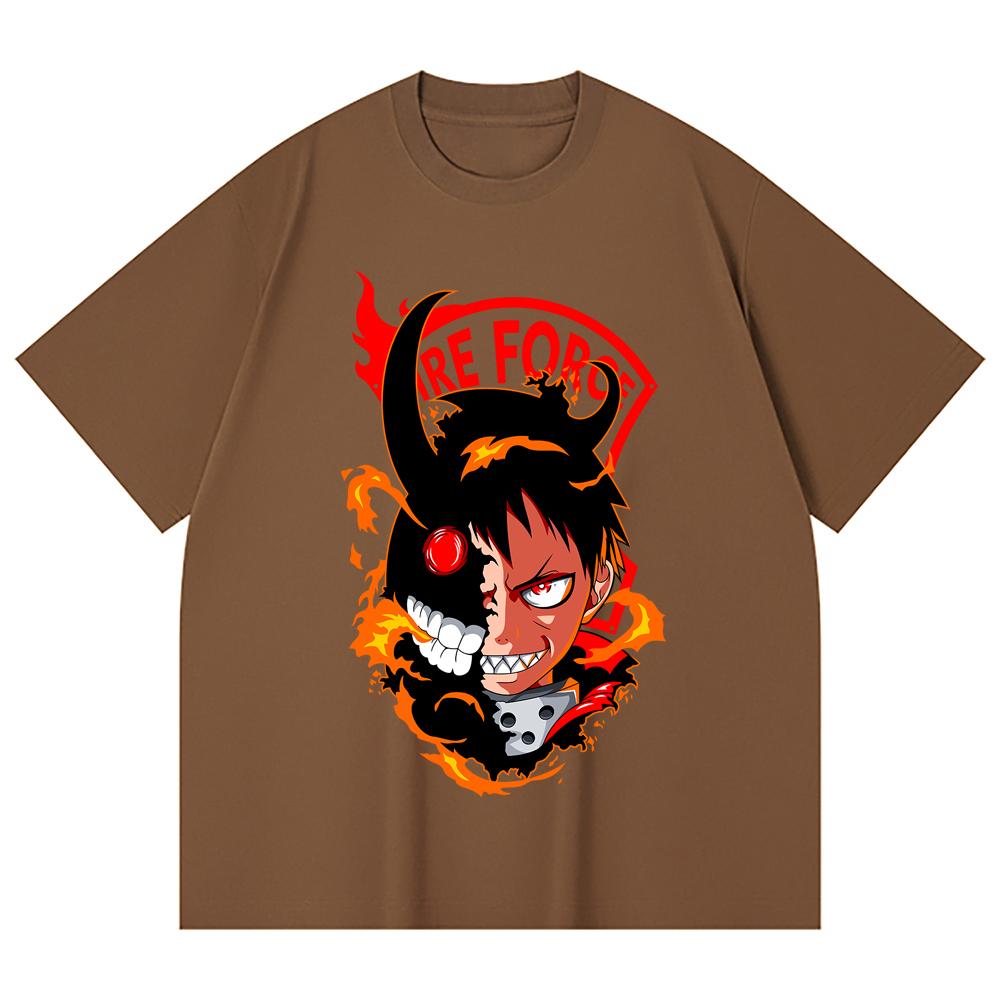 230 Gsm 100% Cotton Fire Force V1 Shinra Print Unisex Heavy Cotton T Shirt