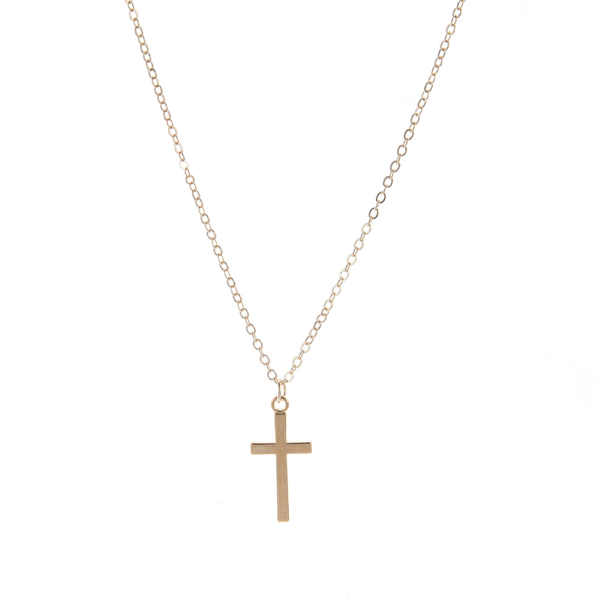Rose Gold Religious Faith Cross Pendant Necklace for Men and Women золотой