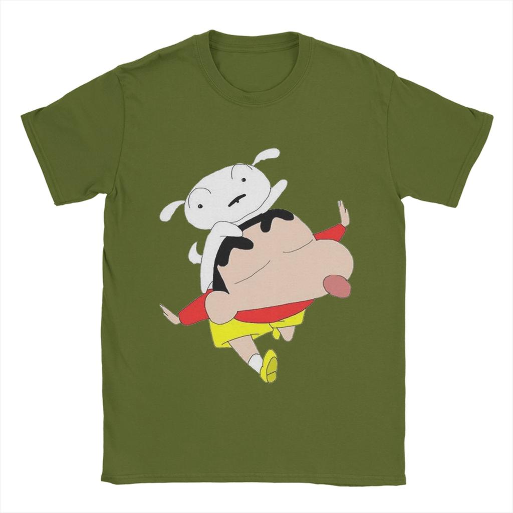 Crayon Shin-chan T-Shirt Herren 100% Baumwolle Freizeit T-Shirt Rundhals T-Shirts Kurzarm Tops Übergröße