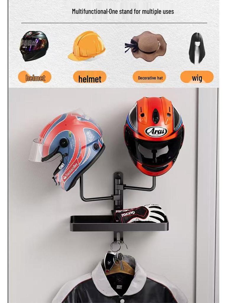 Wall-Mounted Punch-Free Helmet & Hat Rack - Anti-Deformation Storage Solution