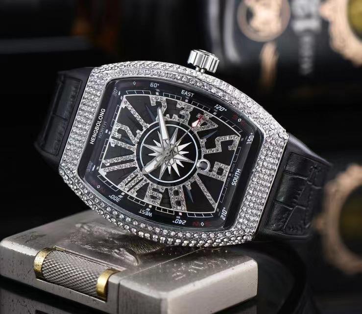 Hengbolong Watch Mule Wine Barrel-shaped Diamond-encrusted Fashion Business Quartz Watch Men