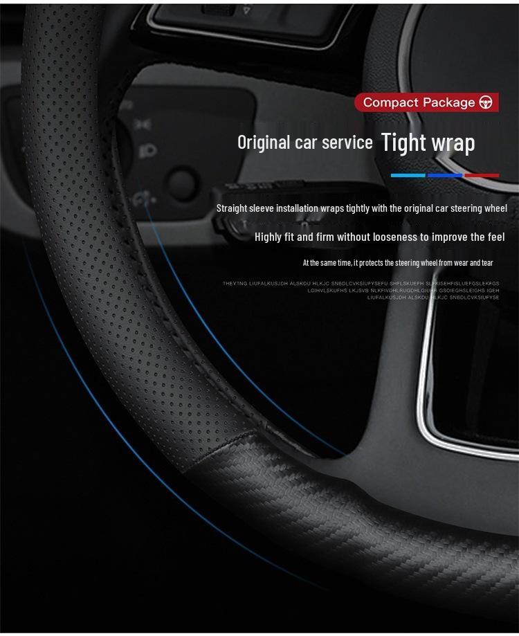 Genuine Leather Non-Slip Steering Wheel Cover for Jaguar XF, F-PACE, XEL, XFL, XJ, XE – All Seasons