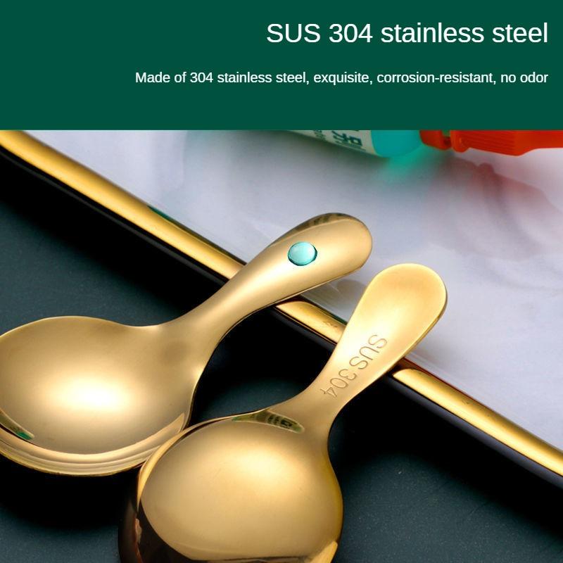 

1PC Mini Cute Stainless Steel Spoon Short Handle Gold Ice Cream Tea Coffee Spoon Kids Spoon Kitchen Condiment Spice Scoop