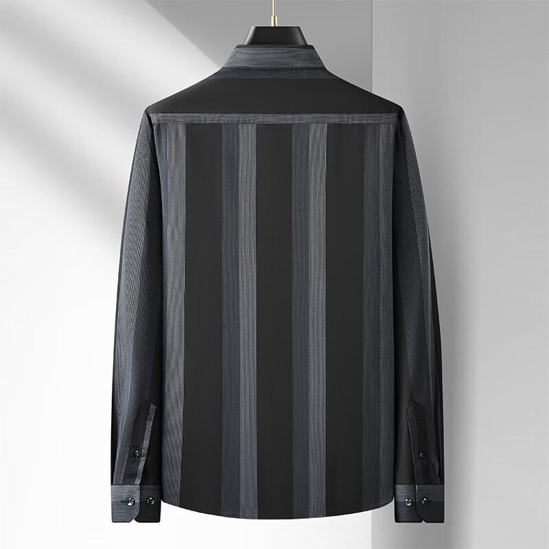 Men's Plus Size Vertical Stripe Long Sleeve Shirt