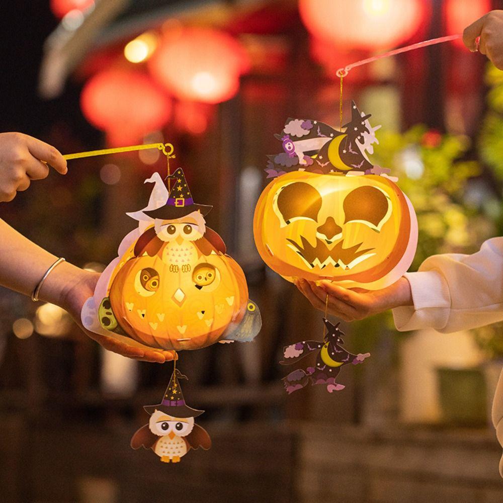 With Handle Halloween Lantern DIY Handmade Ghost Festival Lantern  Home Decoration