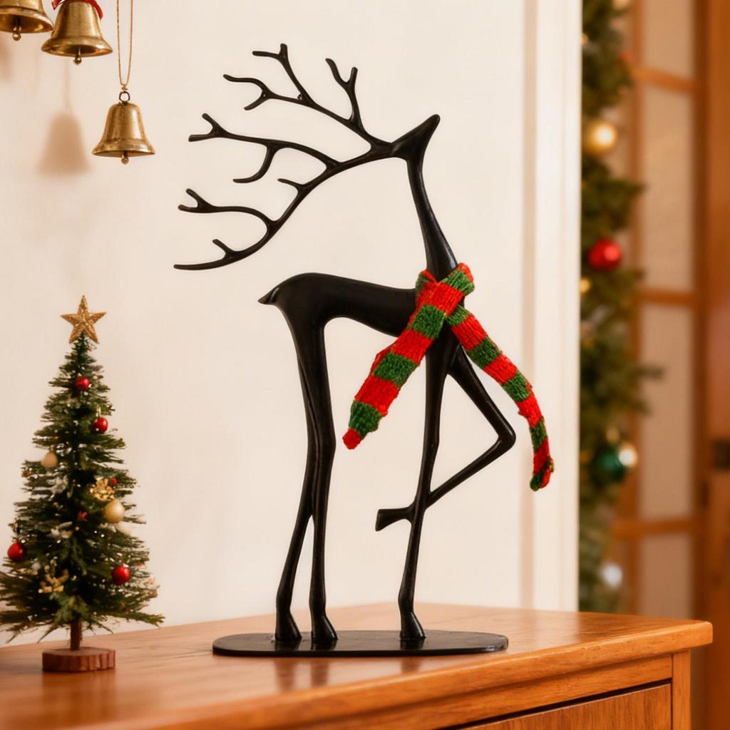 NEW Christmas Deer Modern Holiday Realistic Statue Christmas Reindeer Figurines Home Decor For Indoor Bedroom Living Room Table
