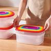 7Pcs Rectangular Food Storage Bowl Rainbow Plastic Food Sealed Box Food Preservation Rapid-Access Sealed Food Container