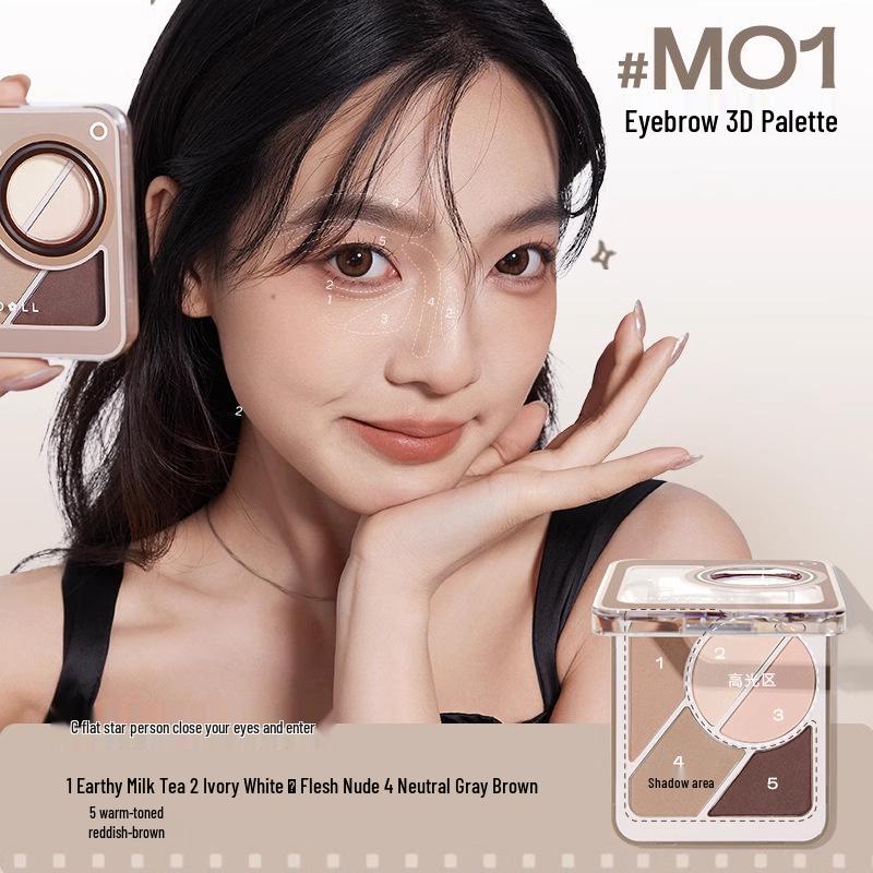 Paletă Judydoll 2-în-1 pentru Sprâncene și Fard de Ochi cu Contur, Iluminator și Iluminator pentru Zona de Sub Ochi