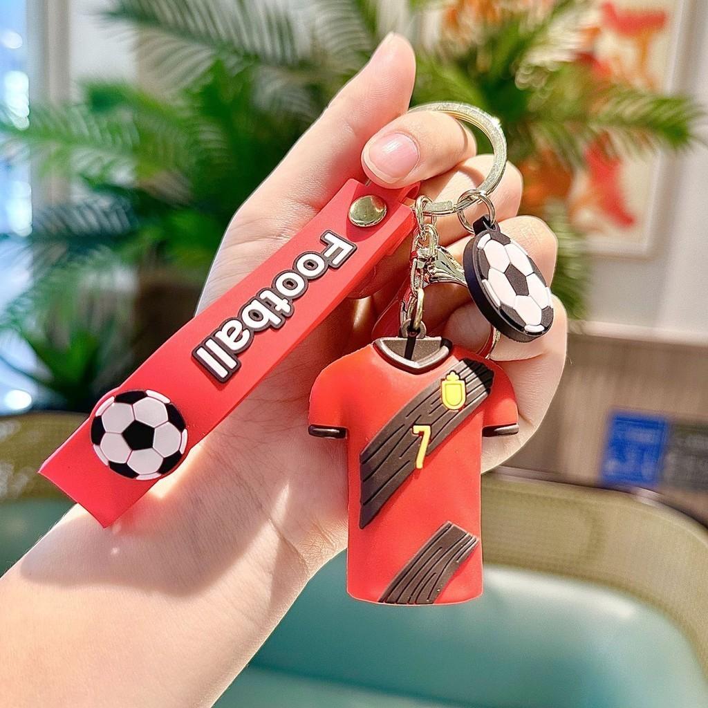 

Cartoon Silicone Colorful Soccer Jersey Keychain Chic Decoration Bag красный