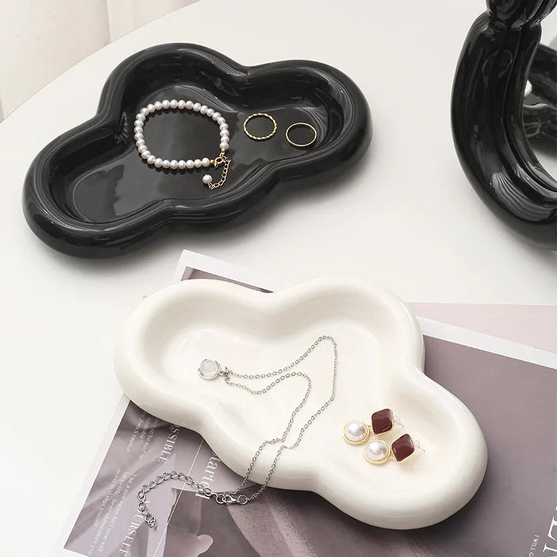 T-shaped Ceramic Display Tray, Creative Entrance Jewelry, Desktop Storage Accessories, Internet Celebrity