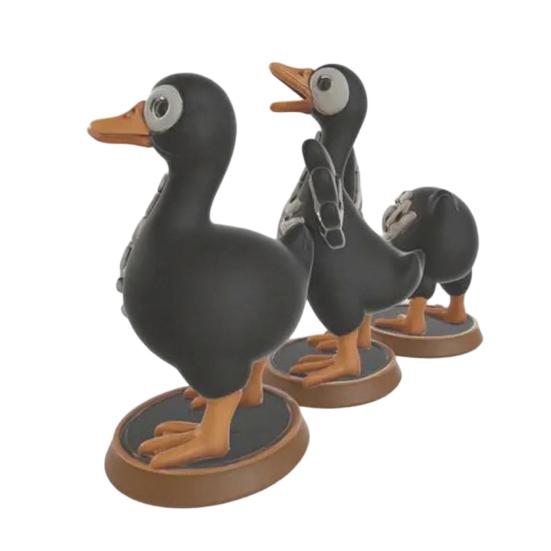 3Pcs Halloween Spooky Skeleton Goose Figurine, Miniature Skeleton Goose Resin Statue, Skeleton Animal Sculpture Desktop Ornament for Home, Office,