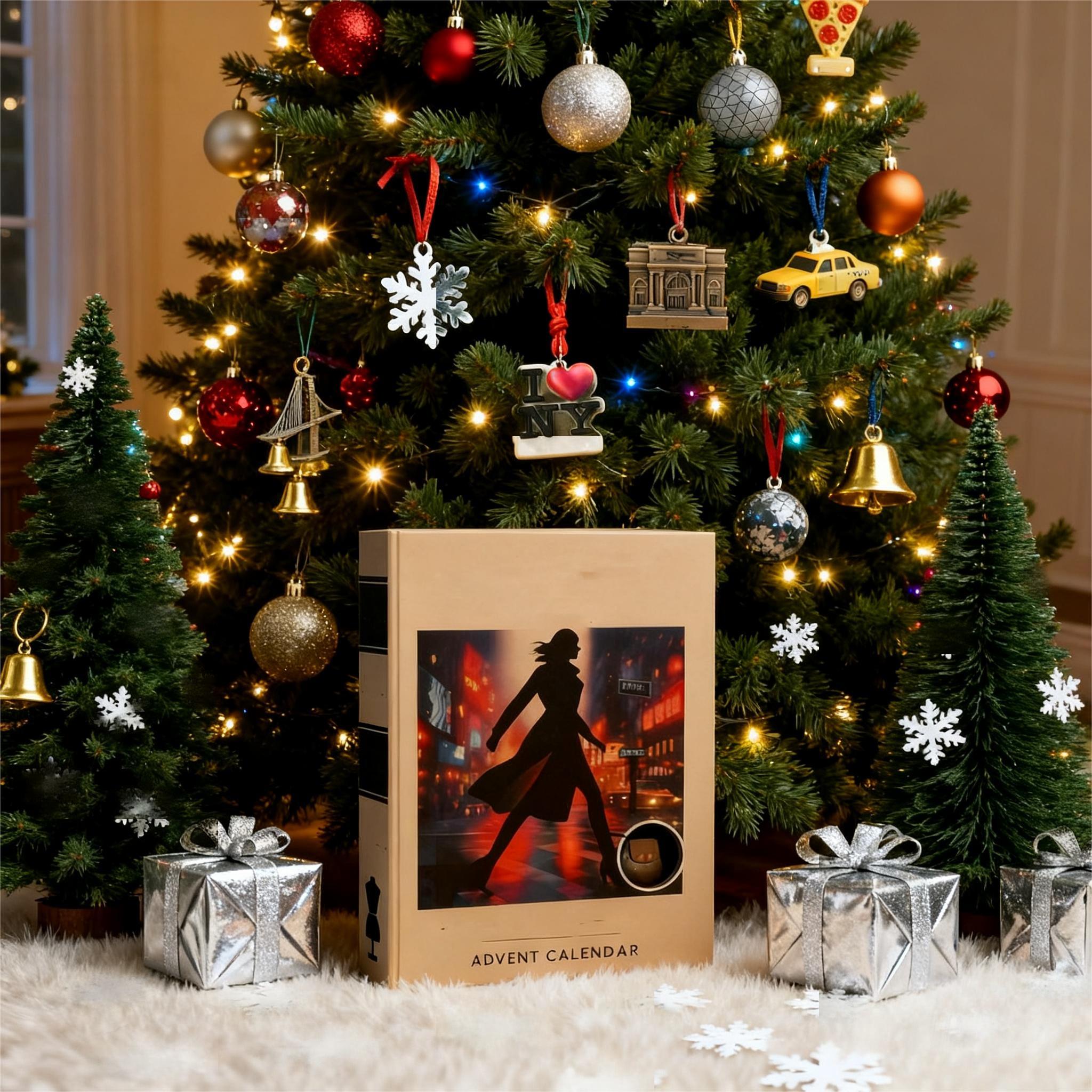 

2D Plane+airplane Box +24PC New York Fashion City Countdown Box Christmas Advent Calendar One Size