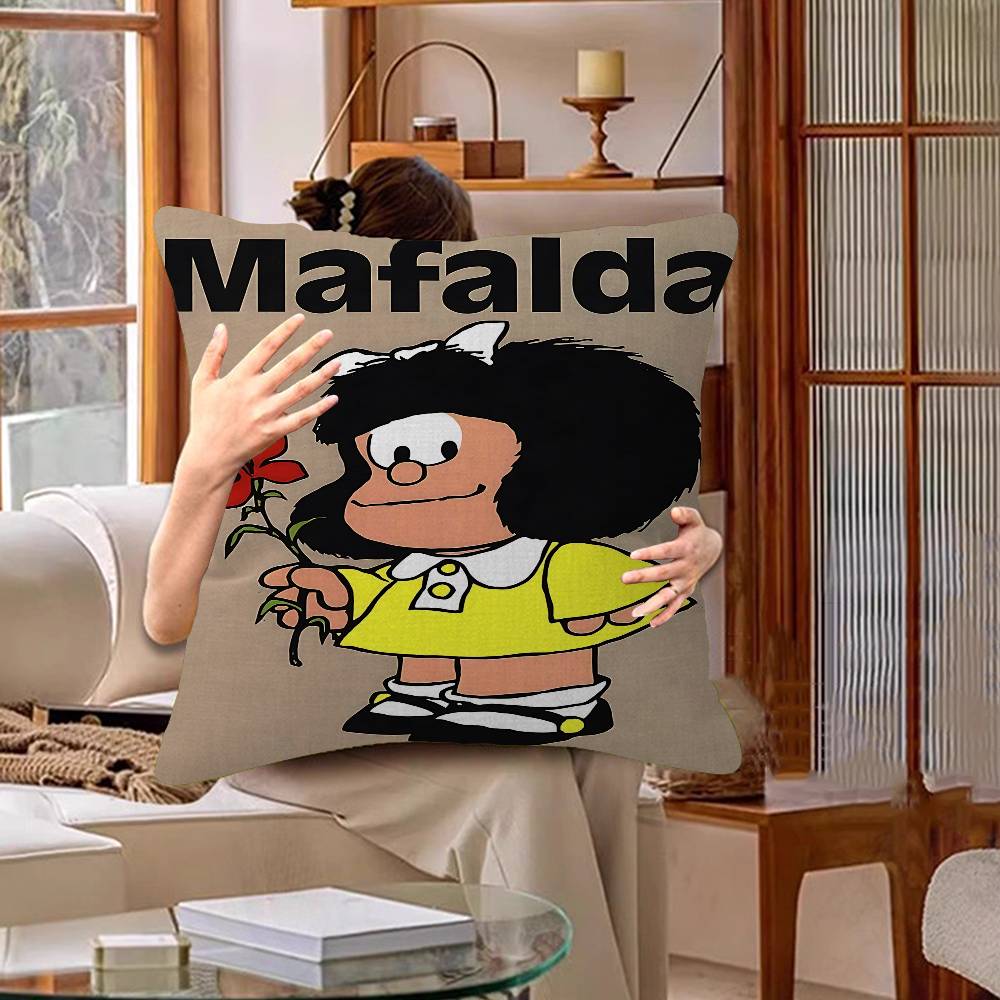 Cute Cartoon Mafalda Cushion Cover Polyester Sofa Cushions Decorative Throw Pillows Home Decoration Pillowcover