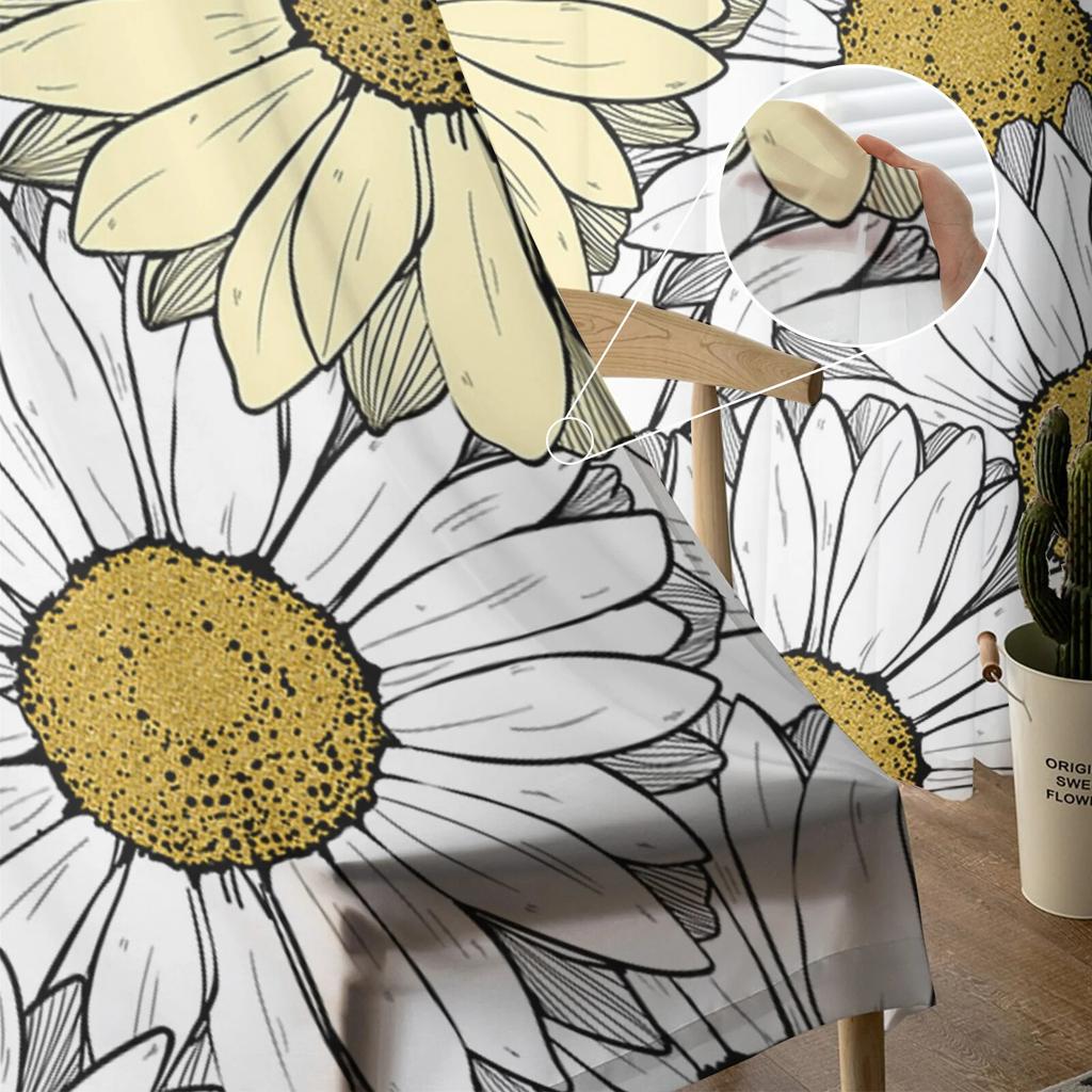 Květiny Chryzantéma Jednoduché průsvitné závěsy do obývacího pokoje Ložnice Tylové závěsy do kuchyně Voálové závěsy Roletové panely