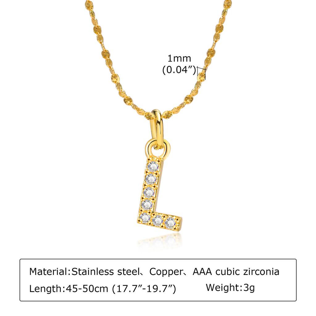 A-Z Initial 26 Letters AAA Cubic Zirconia Pendants Necklace For Women, Stainless Steel Dainty Charm Necklaces Fashion Jewelry