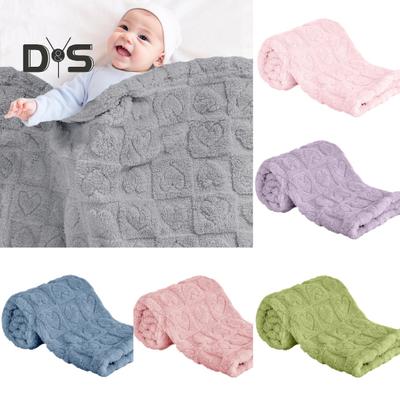 Baby Blanket Fluffy Plush Soft Touch Heat Pattern Solid Color All Season Comfort Boys Girls Indoor Outdoor Use Sleeping Nap Nursery Blanket