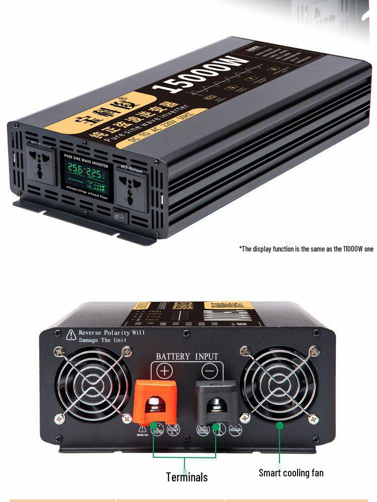 High Power Pure Sine Wave Inverter: 12V/24V Truck To 220V Electric Vehicle, 48V/60V Battery for Home or Car Use.