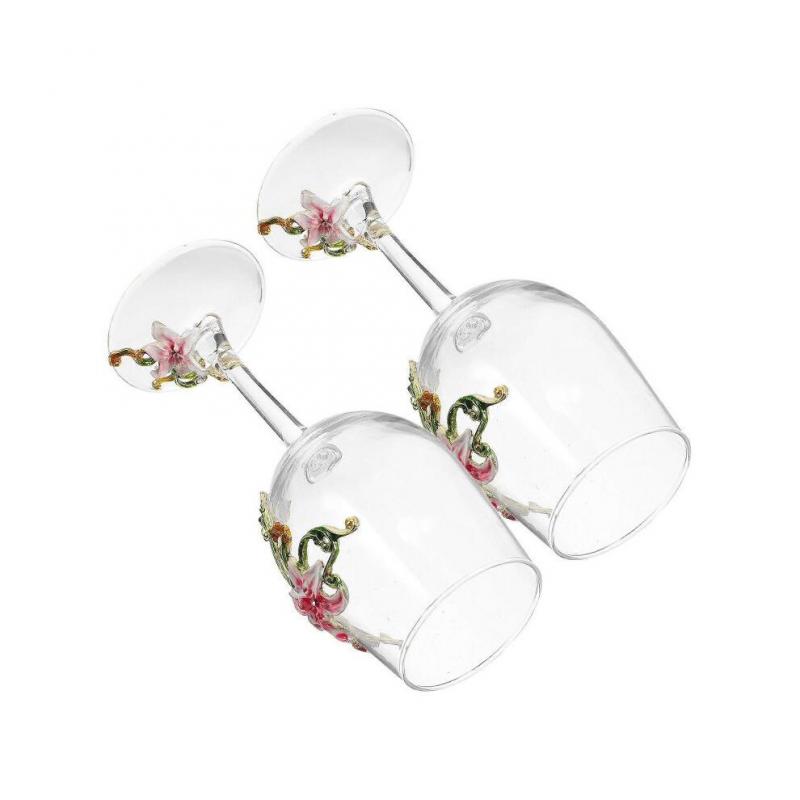 Cocktails Glasses Enamel Glass Wine Cup Standing Cup Design Wedding Celebration 2Pcs