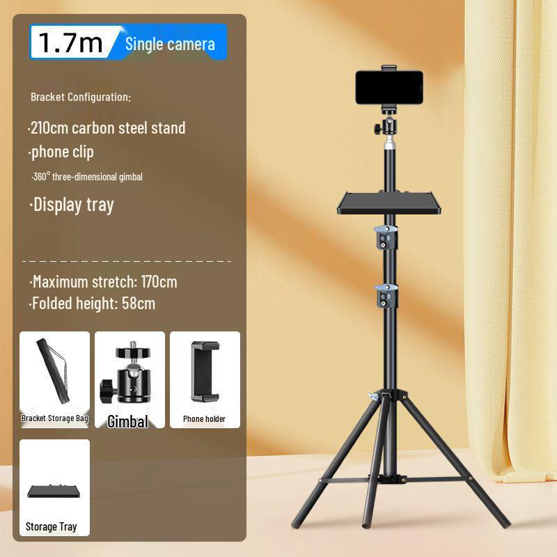 Dual Phone Streaming Stand with Multi-Camera Selfie Gadget and Fill Light for Douyin