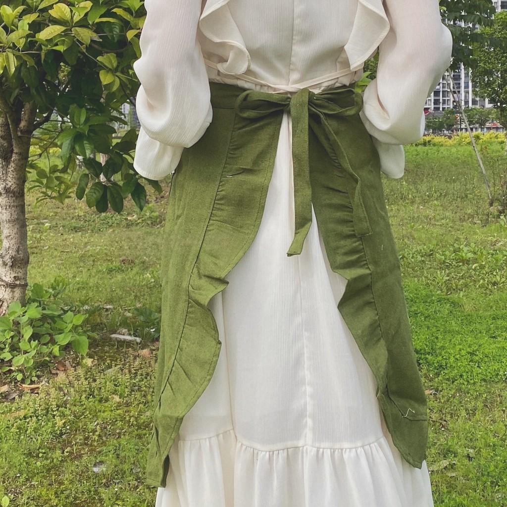 Cotton Linen Sleeveless Apron With Lace Trim For Kitchen Cooking And Baking