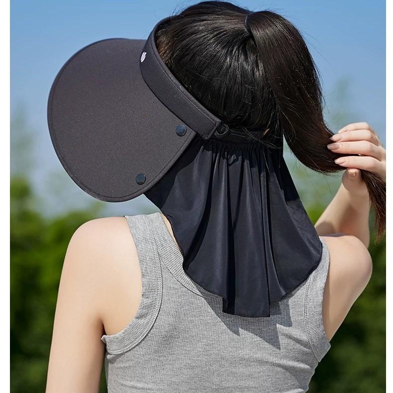 Shawl Vinyl Sunscreen Sun Hat Women's Large Brim Cover Full Face Ice Silk Empty Top Hat Outdoor Cycling Sunscreen Sun Hat