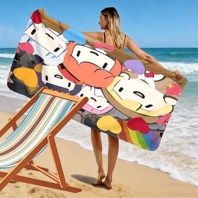 Cartoon Character 2D Flat Print Beach Towel, Large Soft Quick Dry Towel for Beach Camping SwimmingZSTJ0915250
