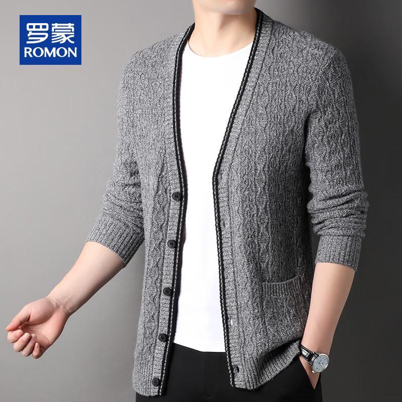 ROMON Men's 100% Pure Cashmere V-Neck Cardigan