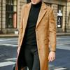 Herren-Männer im britischen Stil, lang, einfarbig, langärmelig, wollähnlicher Mantel, Herbst- und Winter-Wollmantel-Trend