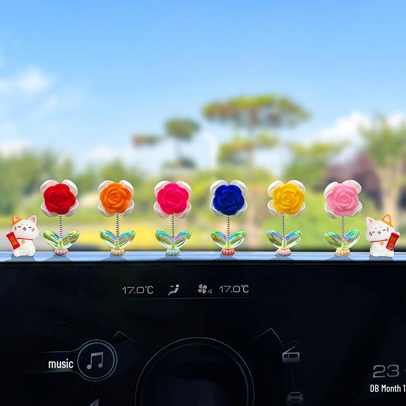 

Романтическое украшение для автомобиля в виде розы и четырехлистного клевера для электромобилей - Декор для приборной панели и компьютера Multiple Options Available