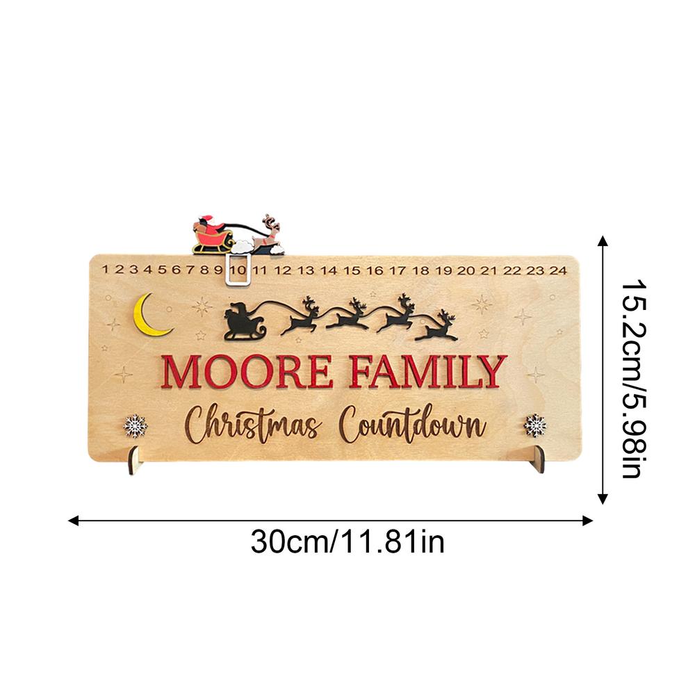 

Деревянный Адвент-календарь Декор Деревянный орнамент Адвент Рождественский календарь Рождественский 24-дневный Адвент-календарь со слайдером Санта-Клауса для 30x15.2cm жёлтый
