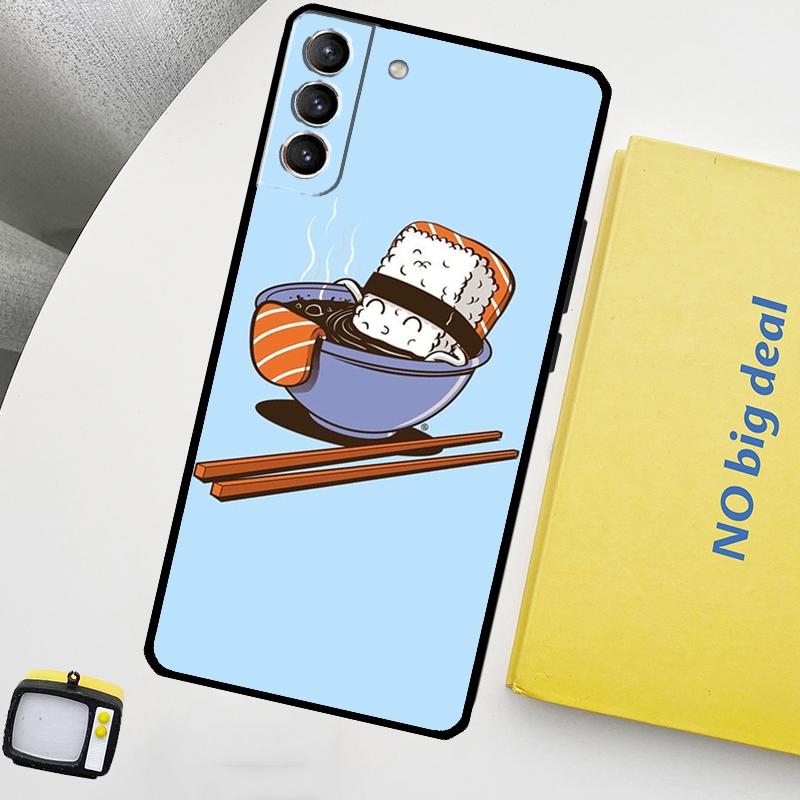 Kawaii Sushi Crowd Phone Case For Samsung Galaxy S25 Ultra S20 S21 S22 S23 Plus S24 Ultra S9 S10 S25 FE Cover