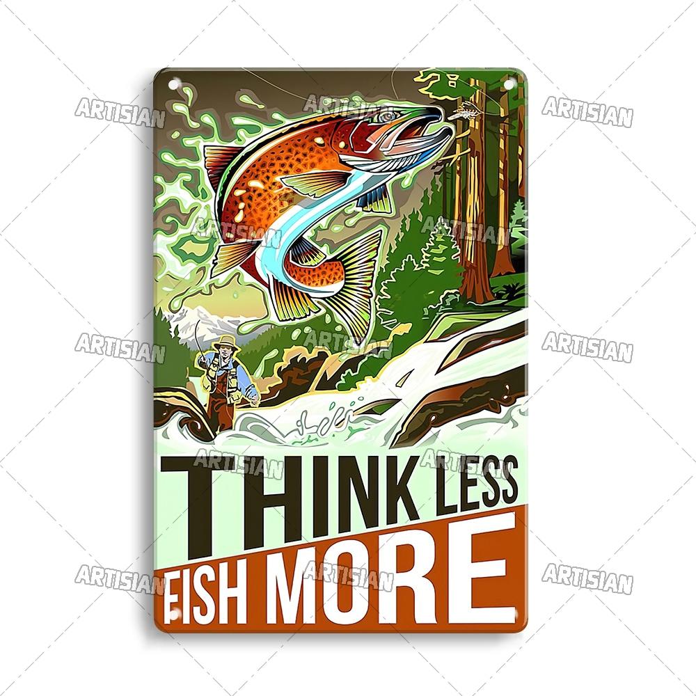 Artisian Fishing Metal Sign Sport Tin Plaque Lure Bait Decorative Poster Wall Decor Garage Bar Pub Club Hotel Cafe Kitchen Home