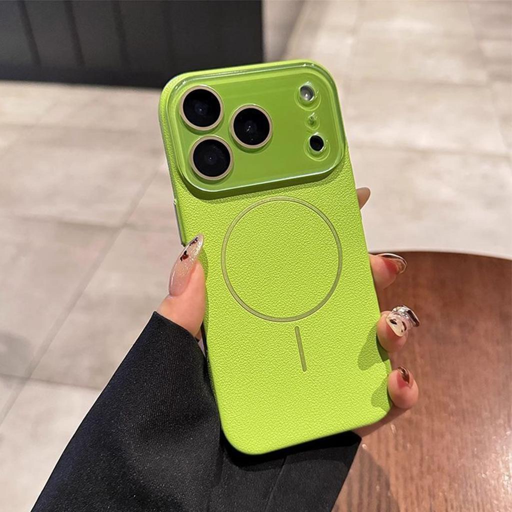 New Leather Textured Magnetic Phone Case for Apple 17PROMAX Anti-Fingerprint Case Full Coverage Ins Wind Magnetic Case