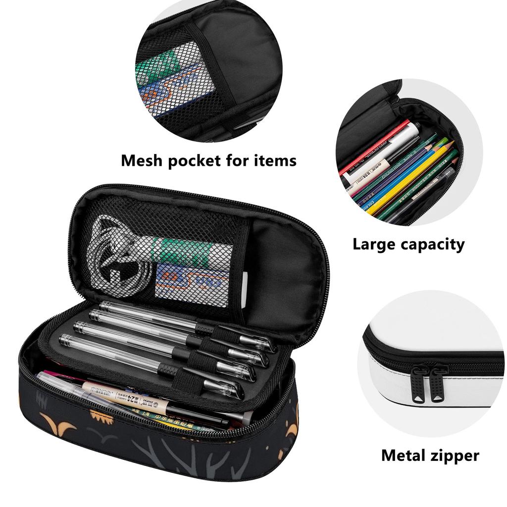 Pencil Case High Capacity Wear Resistant Polyester Zipper Closure with Mesh Pocket Removable Divider and Pen Slots for Boys Girls