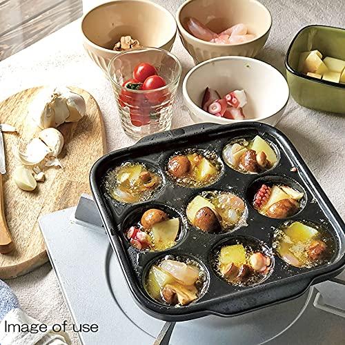 Saji Pottery Banko Ware Takoyaki Pan, Direct Heat Safe, Ceramic, Approx. 19 x 21 cm, Black, Made in Japan, 21-102 Black