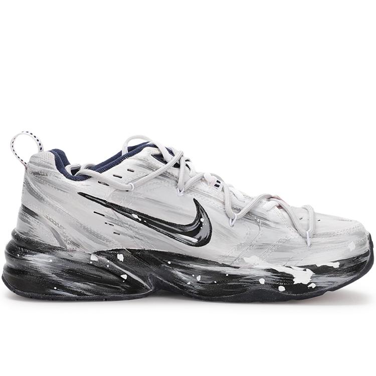 Nike Air Monarch 4 Cushioning Slip Resistant Abrasion Resistant Low Top Chunky Sneakers Unisex Gray White 415445-102(Team130-VAM)