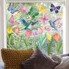 AOWDIAO Spring Window Clings - 83 Pcs Watercolor Flower, Butterfly, Hummingbird, Mushroom, Tulip Glass Stickers - Reble Double-Sided Window Decor for