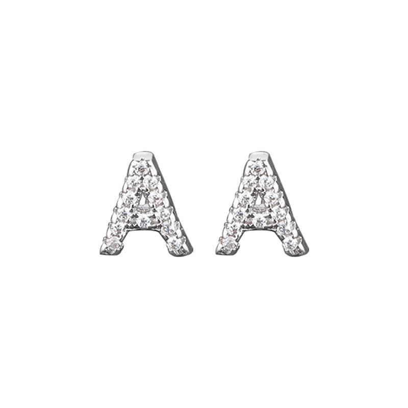 Street Style Diamond Alphabet Earrings: Romantic Travel-Inspired Simple Design for Women