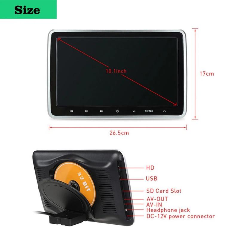 10.1-inch External Headrest DVD Monitor, In-car Rear Seat DVD Player, Rear-seat Electronics.