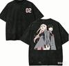 2026 Darling in the Franxx Zero Two Hiro Anime Gewaschenes T-Shirt Herren Damen Vintage Oversized Streetwear Harajuku Lässiges Baumwoll-T-Shirt